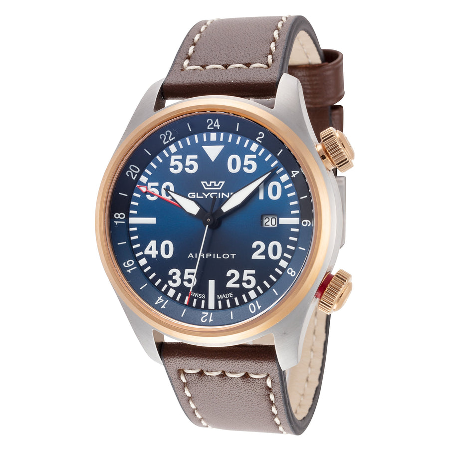 title:Glycine Men's GL0352 Airpilot GMT 44mm Quartz Watch;color:Brown
