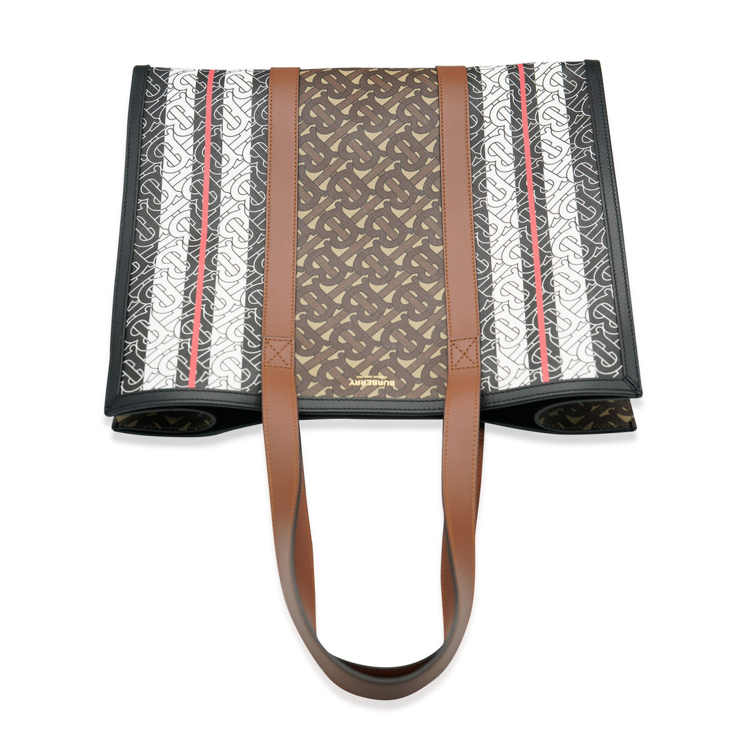 Burberry Bridle Canvas Monogram Stripe E-Canvas Tote