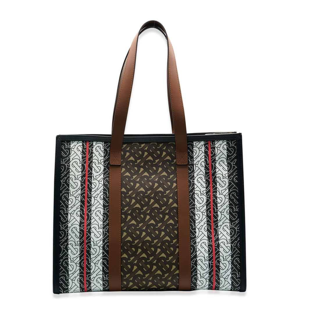 Burberry Bridle Canvas Monogram Stripe E-Canvas Tote