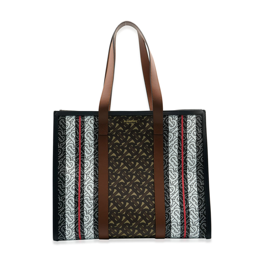 Burberry Bridle Canvas Monogram Stripe E-Canvas Tote