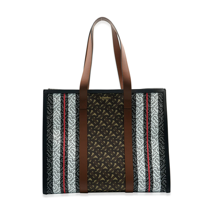 Burberry Bridle Canvas Monogram Stripe E-Canvas Tote