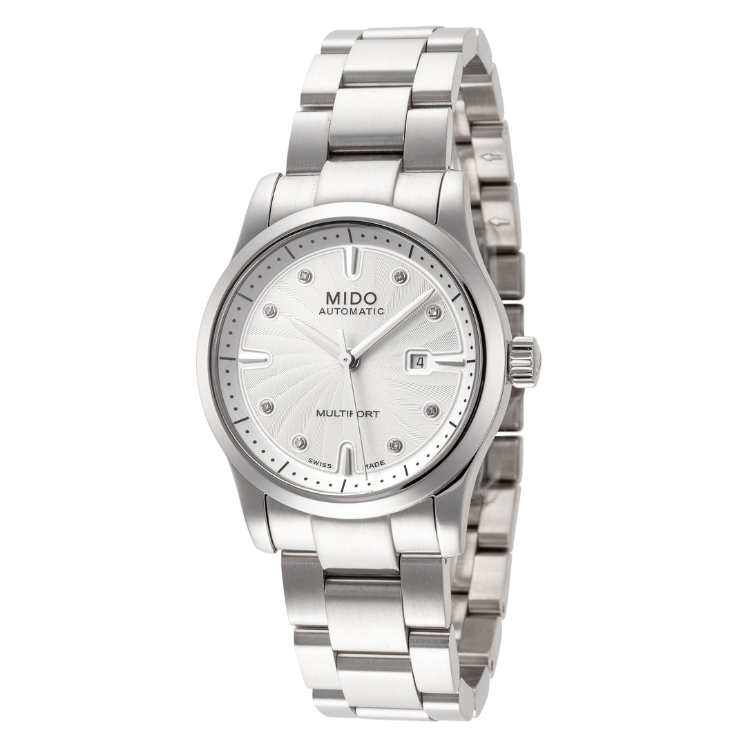 title:Mido Women's M0050071103600 Multifort 31mm Automatic Watch;color:Silver Dial Silver Band