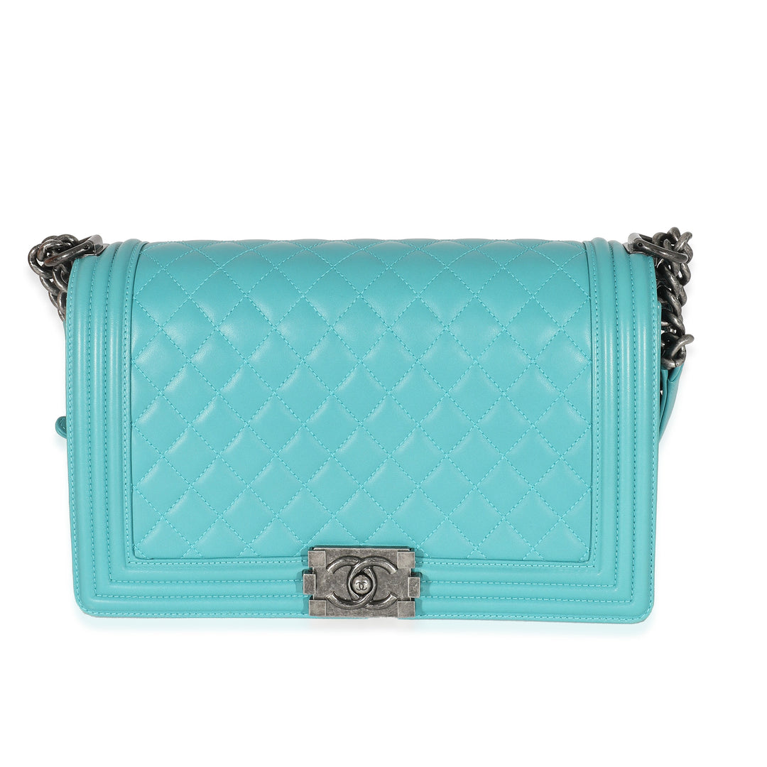 Chanel Aqua Quilted Lambskin New Medium Boy Bag