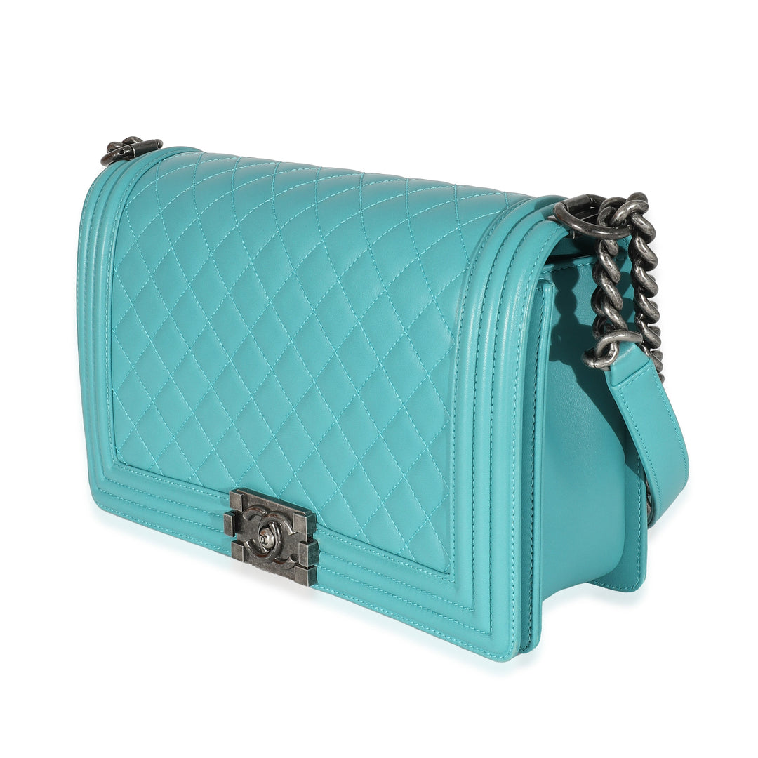 Chanel Aqua Quilted Lambskin New Medium Boy Bag