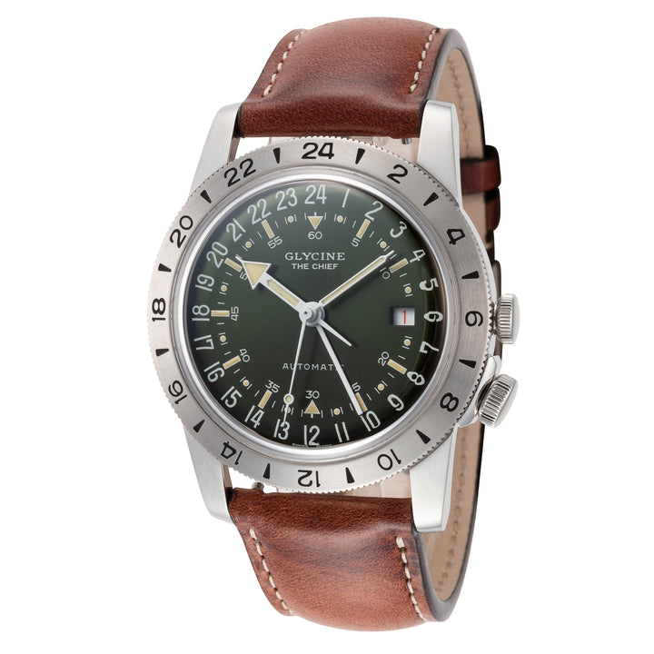 title:Glycine Men's GL0305 Airman Vintage The Chief 40mm Automatic Watch;color:Brown