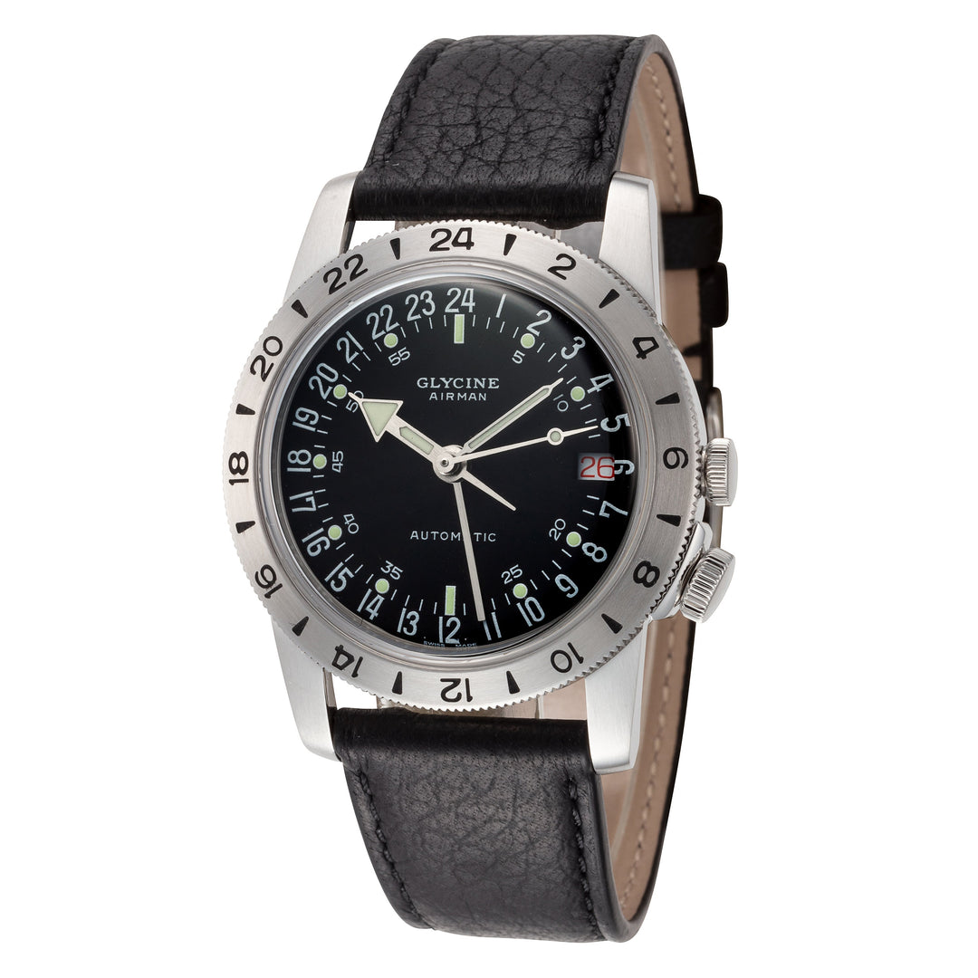 title:Glycine Men's GL0370 Airman No. 1 GMT 36mm Automatic Watch;color:Black