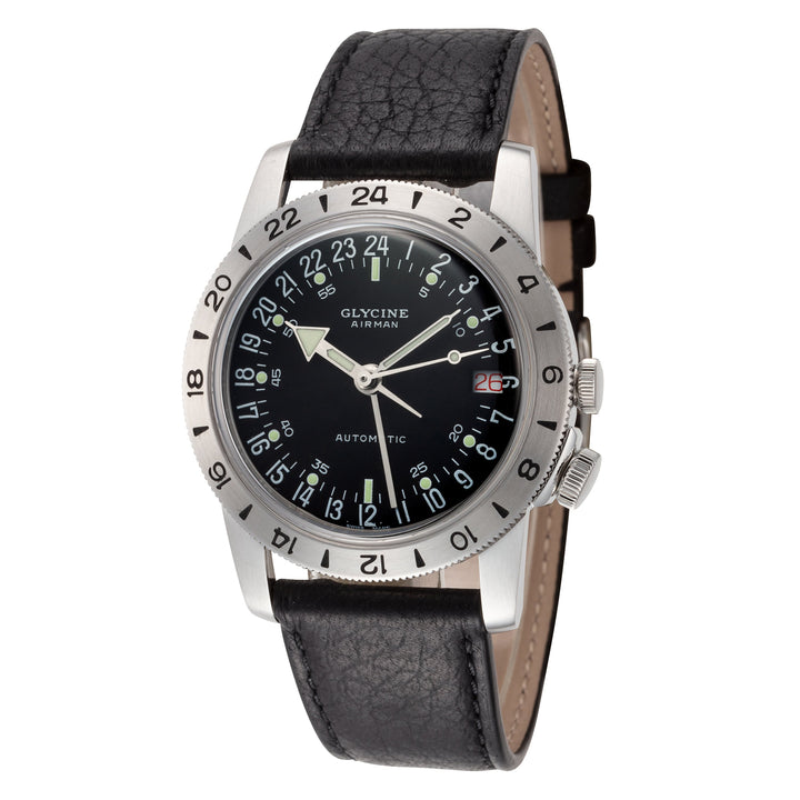 title:Glycine Men's GL0370 Airman No. 1 GMT 36mm Automatic Watch;color:Black