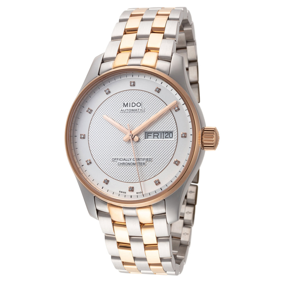 title:Mido Men's M0014312203692 Belluna 40mm Automatic Watch;color:Silver Dial Two Tone Band