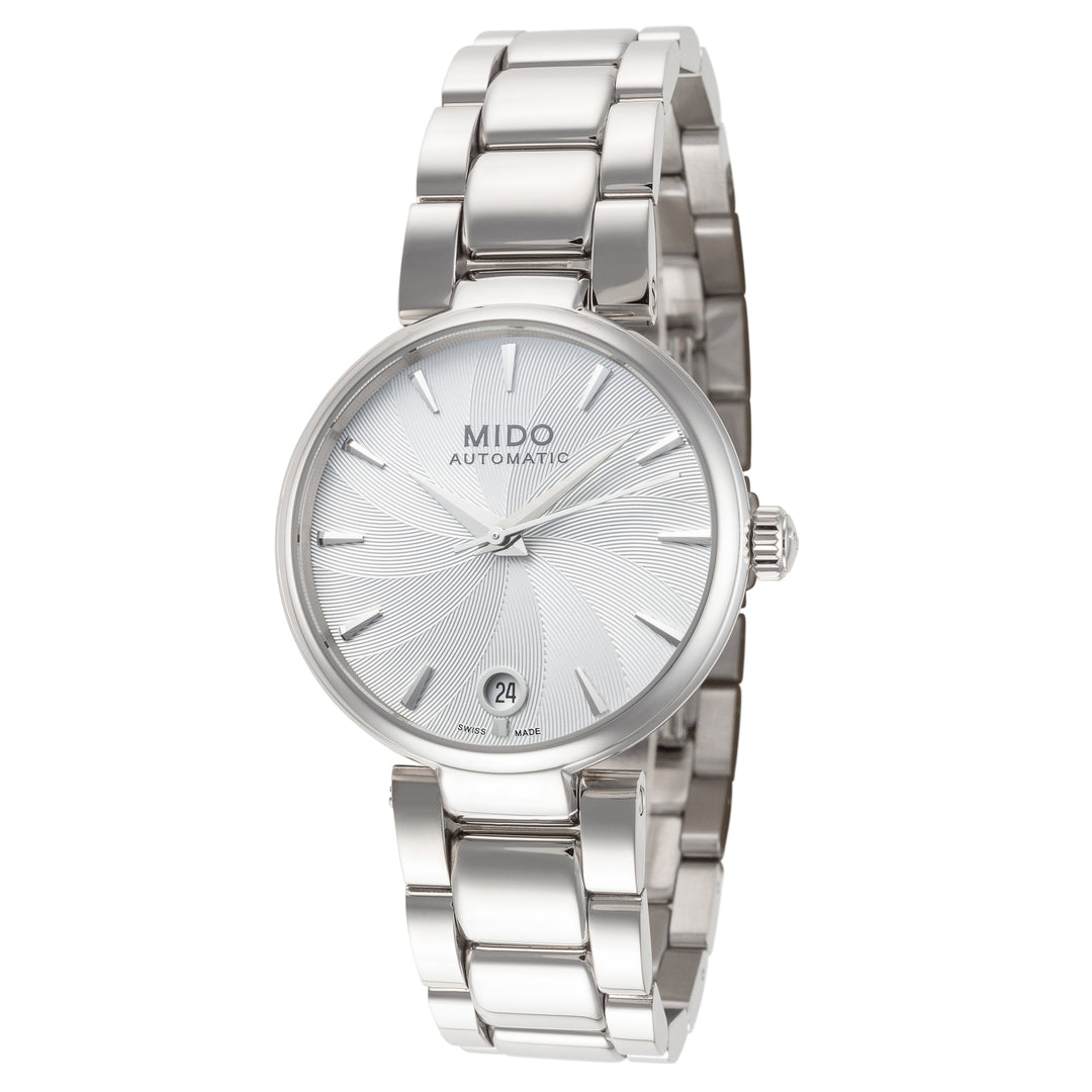 title:Mido Women's M0222071103110 Baroncelli Donna 33mm Automatic Watch;color:Silver Dial Silver Band