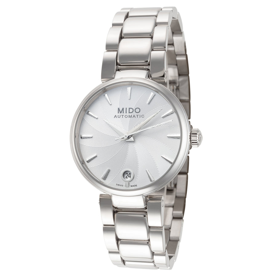title:Mido Women's M0222071103110 Baroncelli Donna 33mm Automatic Watch;color:Silver Dial Silver Band