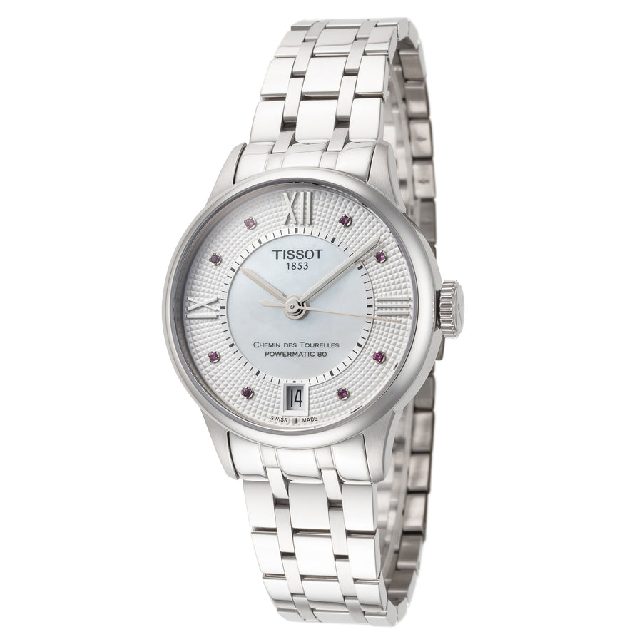 title:Tissot Women's T0992071111300 Chemin Des Tourelles 32mm Automatic Watch;color:Silver