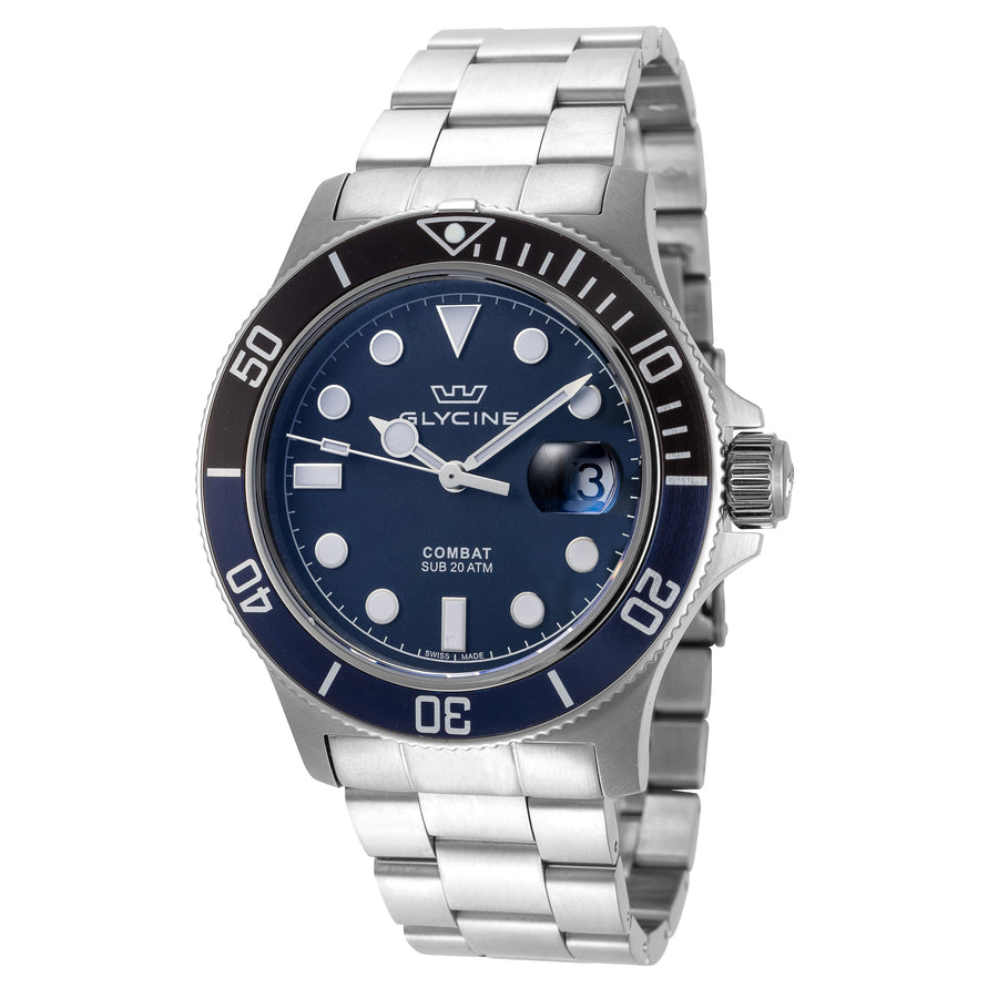 title:Glycine Men's GL1013 Combat Sub 42mm Quartz Watch;color:Silver