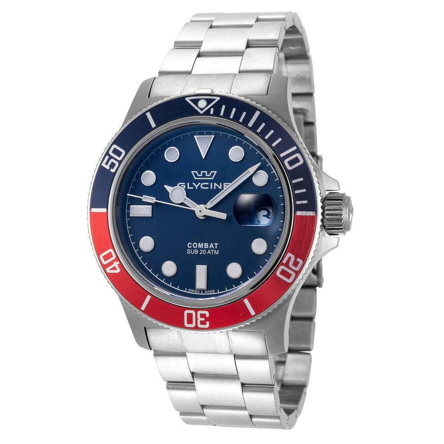 title:Glycine Men's GL1016 Combat Sub 42mm Quartz Watch;color:Silver