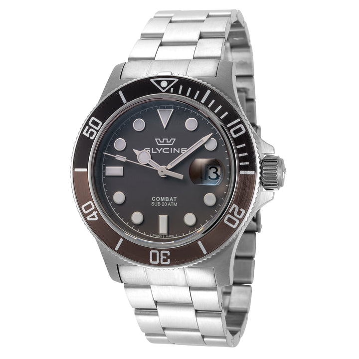 title:Glycine Men's GL1017 Combat Sub 42mm Quartz Watch;color:Silver