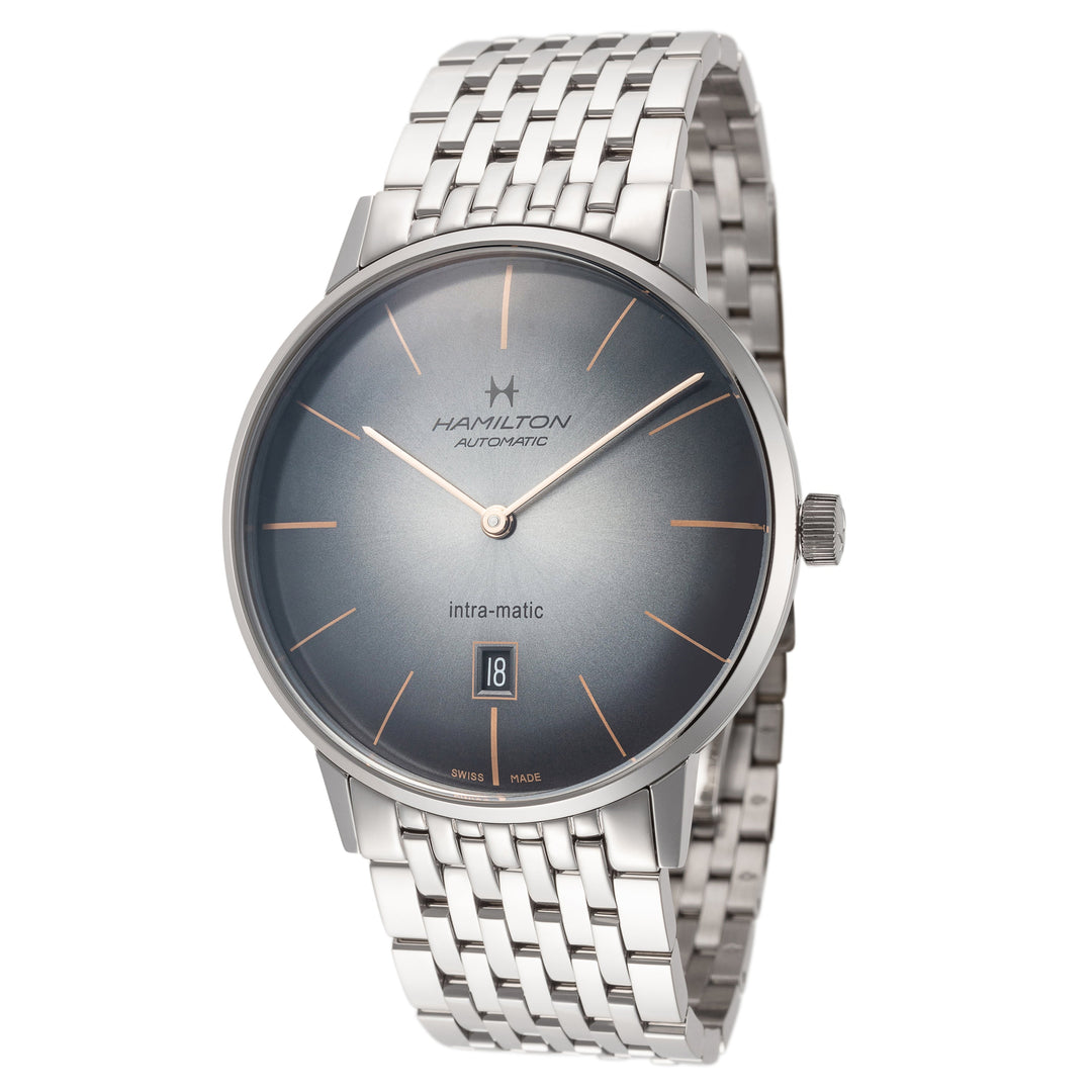 title:Hamilton Men's H38755181 IntraMatic 42mm Automatic Watch;color:Grey Dial Silver Band