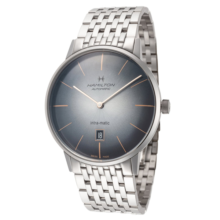title:Hamilton Men's H38755181 IntraMatic 42mm Automatic Watch;color:Grey Dial Silver Band