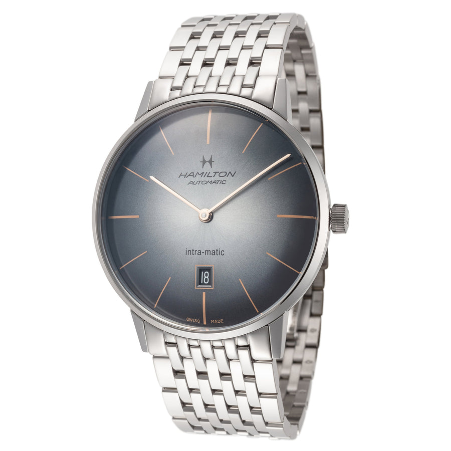 title:Hamilton Men's H38755181 IntraMatic 42mm Automatic Watch;color:Grey Dial Silver Band