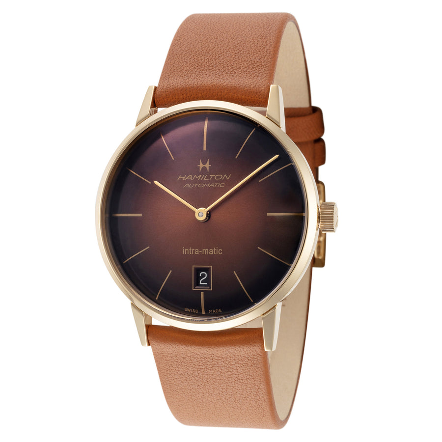 title:Hamilton Men's H38475501 Intra-Matic 38mm Automatic Watch;color:Brown