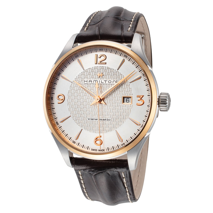 title:Hamilton Men's H42725551 Jazzmaster 44mm Automatic Watch;color:Silver Dial Brown Band