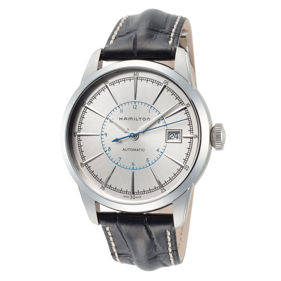 title:Hamilton Men's H40555781 American Classic RailRoad 40mm Automatic Watch;color:Grey Dial Black Band