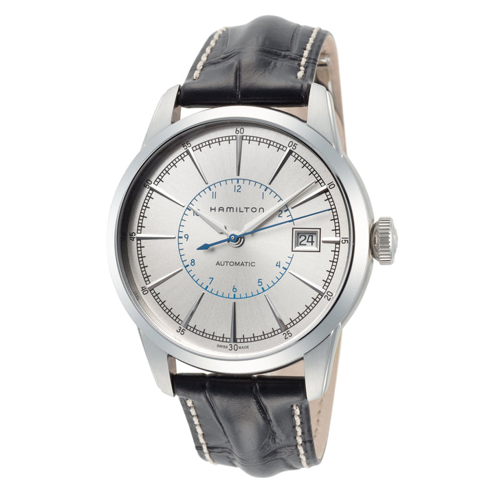 title:Hamilton Men's H40555781 American Classic RailRoad 40mm Automatic Watch;color:Grey Dial Black Band