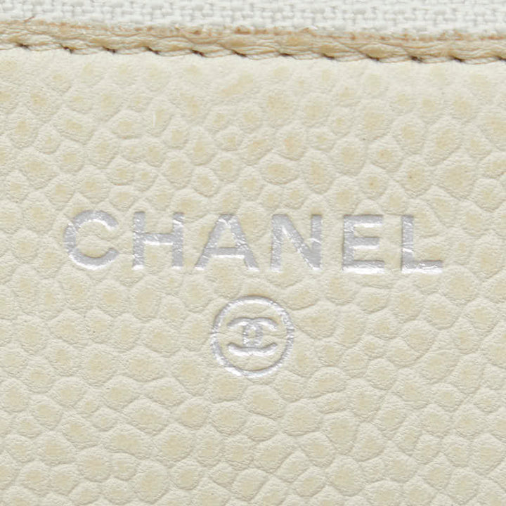 Top Quality Chanel Matrasse 2.55 Single Flap Long Wallet Chain Wallet White Caviar S  CHANEL