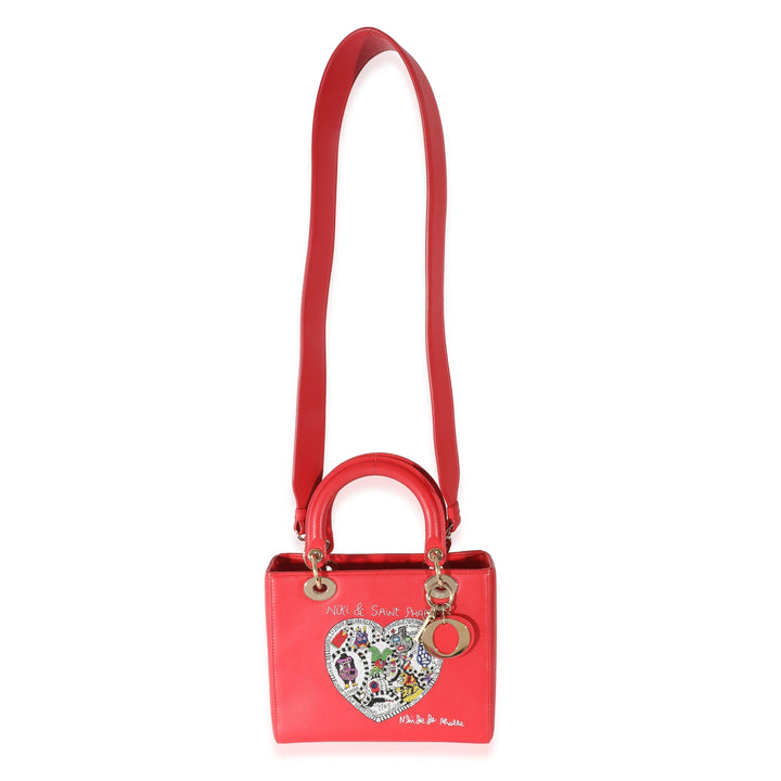 CHRISTIAN Top quality Dior Red Supple Calfskin Niki de Saint Phalle Medium Lady Top quality Dior