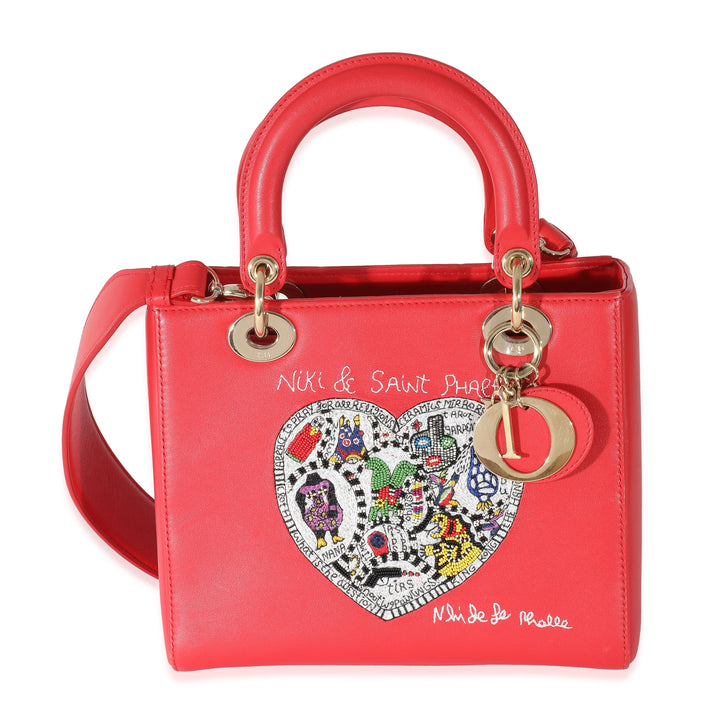 CHRISTIAN Top quality Dior Red Supple Calfskin Niki de Saint Phalle Medium Lady Top quality Dior