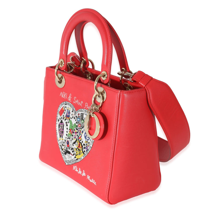 CHRISTIAN Top quality Dior Red Supple Calfskin Niki de Saint Phalle Medium Lady Top quality Dior