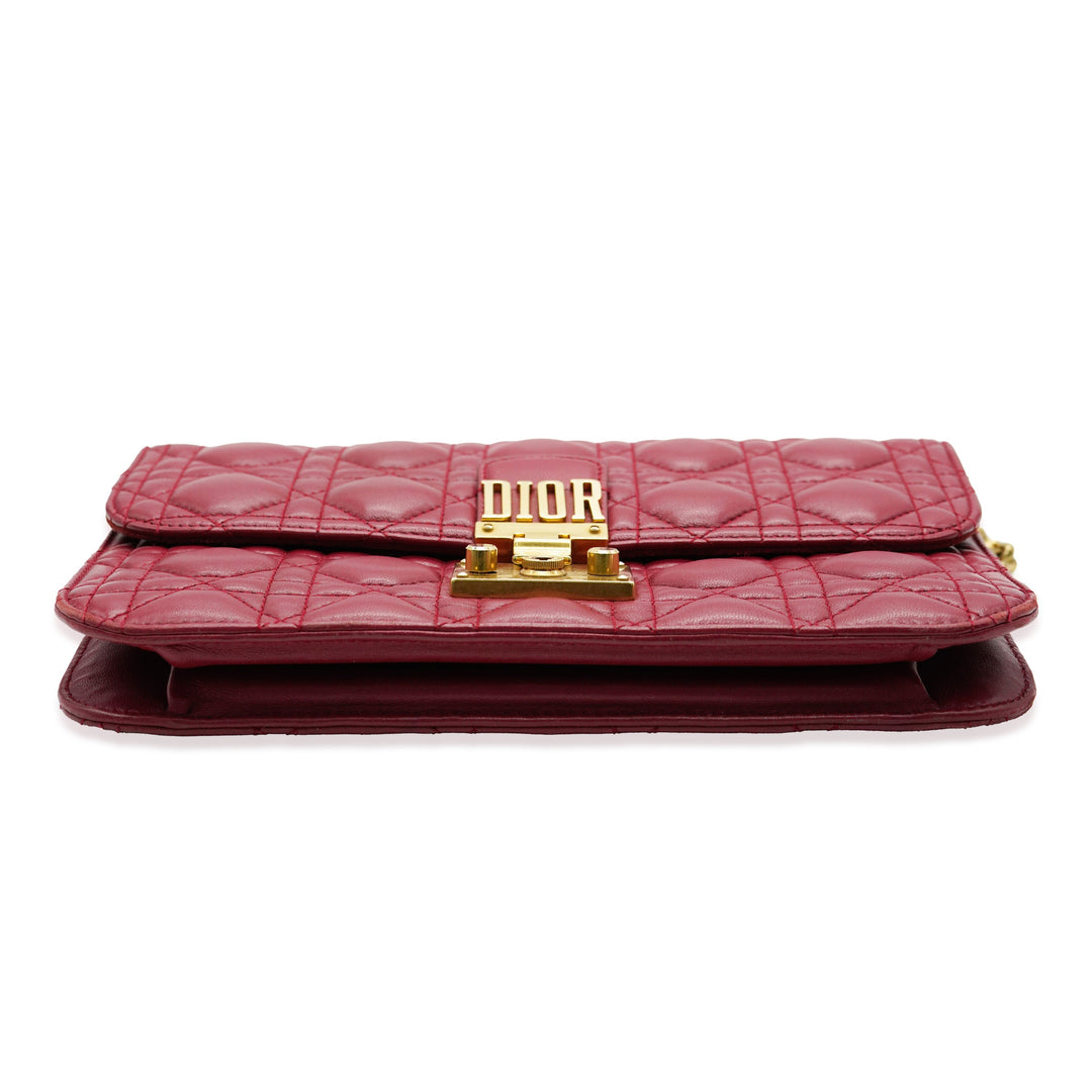 CHRISTIAN Top quality Dior Bordeaux Lambskin Cannage Medium Top quality Dioraddict Flap Bag
