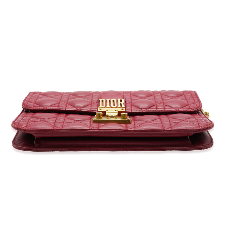 CHRISTIAN Top quality Dior Bordeaux Lambskin Cannage Medium Top quality Dioraddict Flap Bag