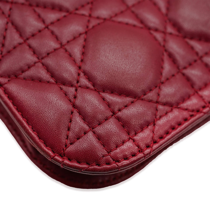 CHRISTIAN Top quality Dior Bordeaux Lambskin Cannage Medium Top quality Dioraddict Flap Bag