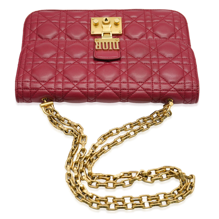 CHRISTIAN Top quality Dior Bordeaux Lambskin Cannage Medium Top quality Dioraddict Flap Bag