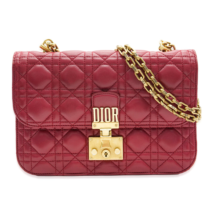 CHRISTIAN Top quality Dior Bordeaux Lambskin Cannage Medium Top quality Dioraddict Flap Bag
