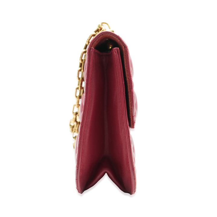 CHRISTIAN Top quality Dior Bordeaux Lambskin Cannage Medium Top quality Dioraddict Flap Bag