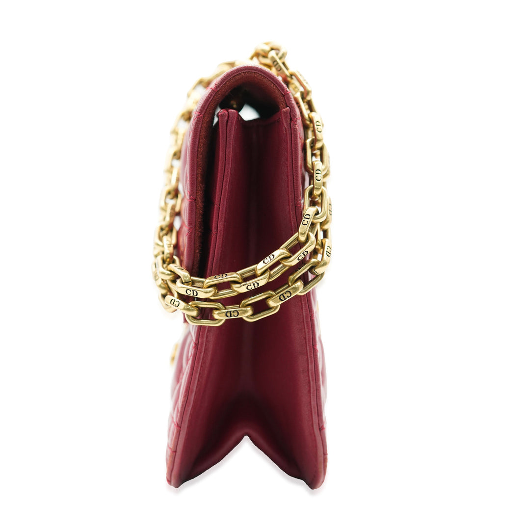CHRISTIAN Top quality Dior Bordeaux Lambskin Cannage Medium Top quality Dioraddict Flap Bag