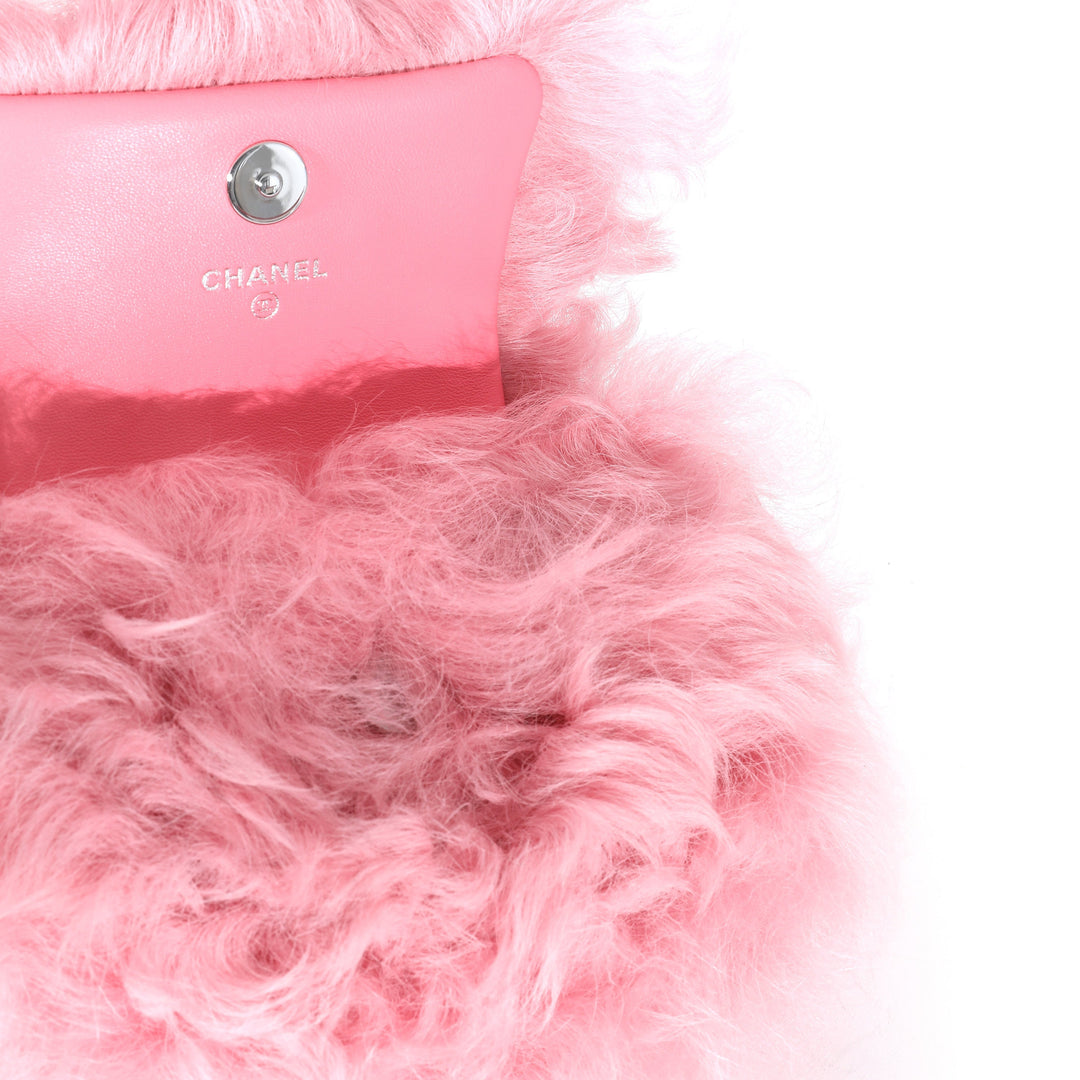 Top Quality Chanel Pink Shearling Lambskin Jewel Hook Card Holder