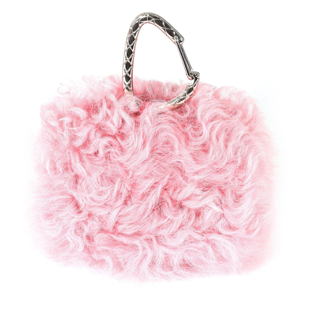Top Quality Chanel Pink Shearling Lambskin Jewel Hook Card Holder