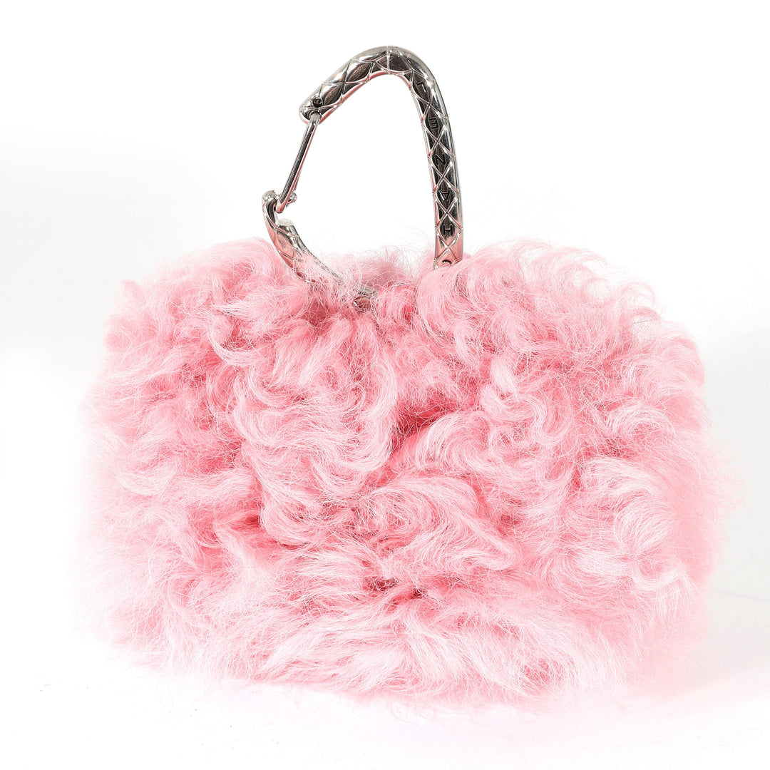 Top Quality Chanel Pink Shearling Lambskin Jewel Hook Card Holder