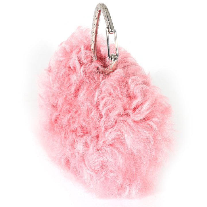 Top Quality Chanel Pink Shearling Lambskin Jewel Hook Card Holder
