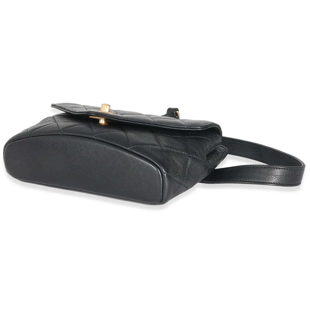 Chanel Black Quilted Calfskin Carry With Chic New Waist Bag