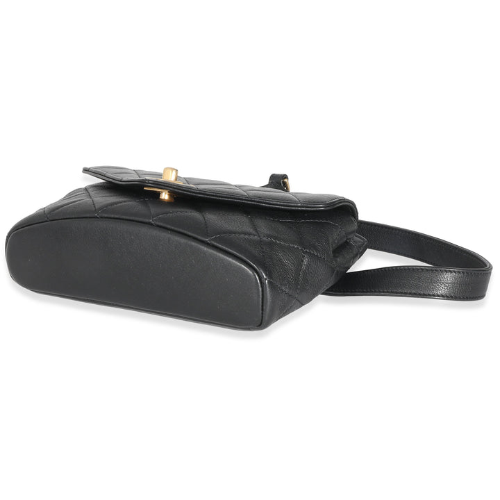 Chanel Black Quilted Calfskin Carry With Chic New Waist Bag