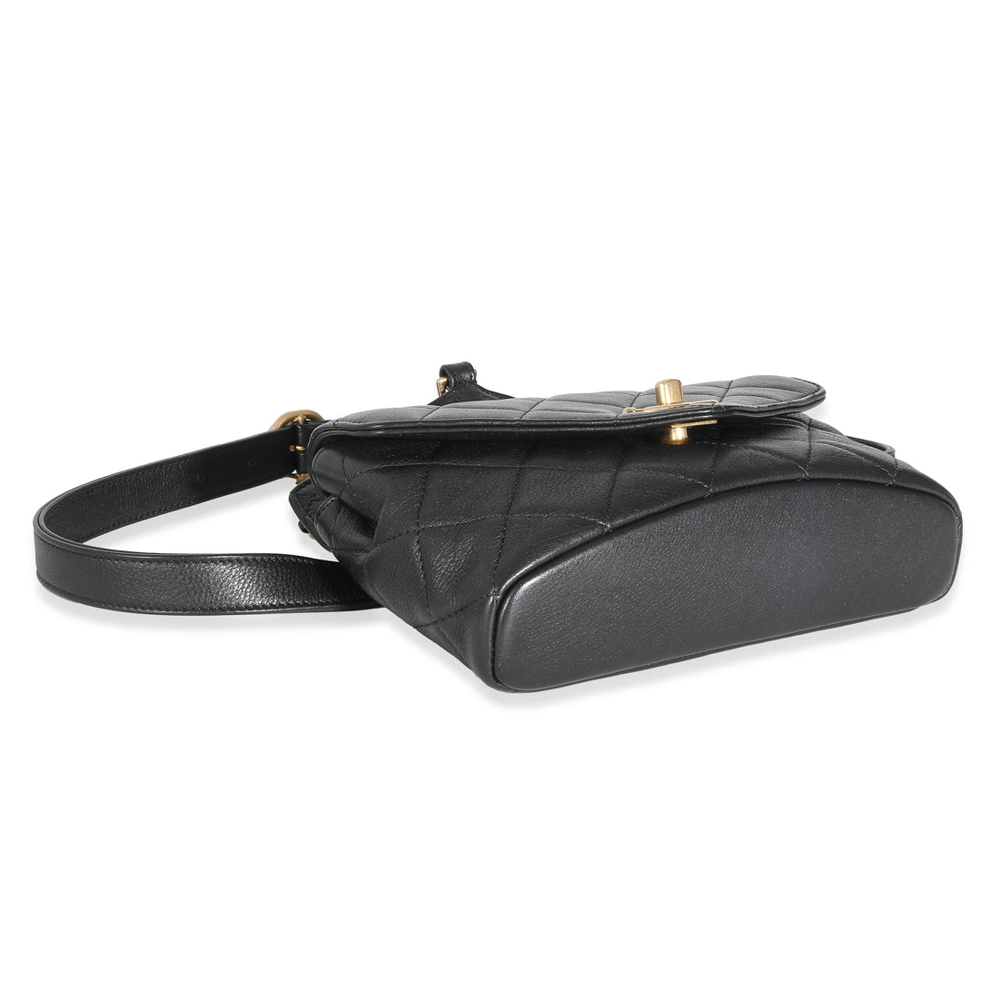 Chanel Black Quilted Calfskin Carry With Chic New Waist Bag