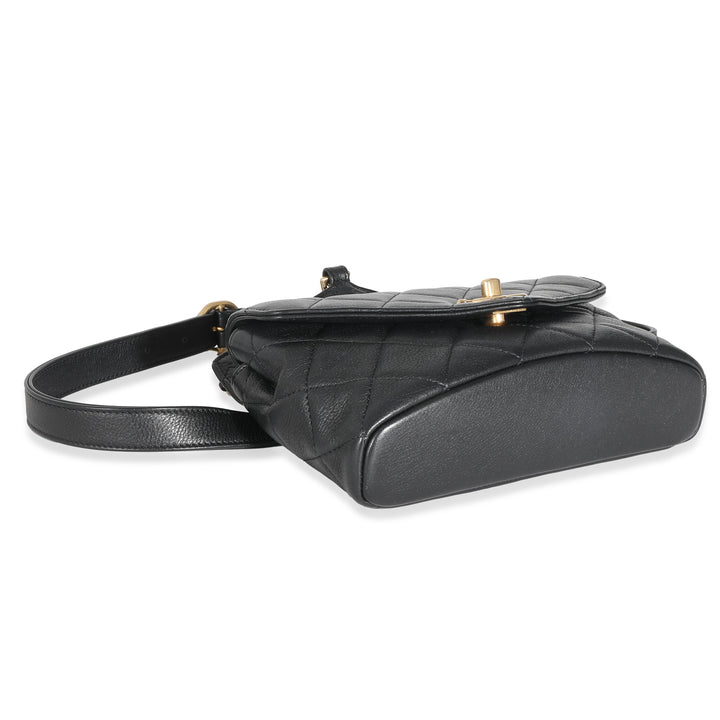 Chanel Black Quilted Calfskin Carry With Chic New Waist Bag