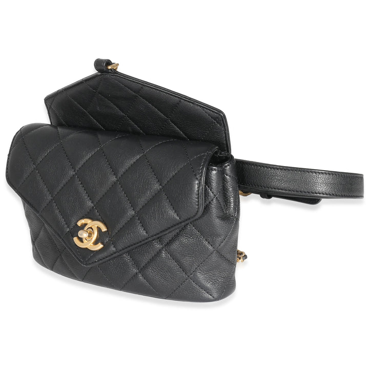 Chanel Black Quilted Calfskin Carry With Chic New Waist Bag
