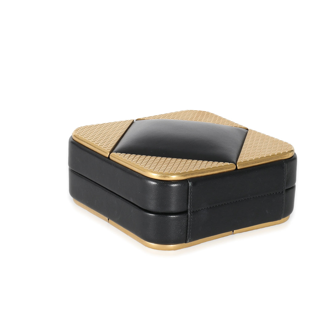 Chanel Black Lambskin Gold Metal Square CC Clutch