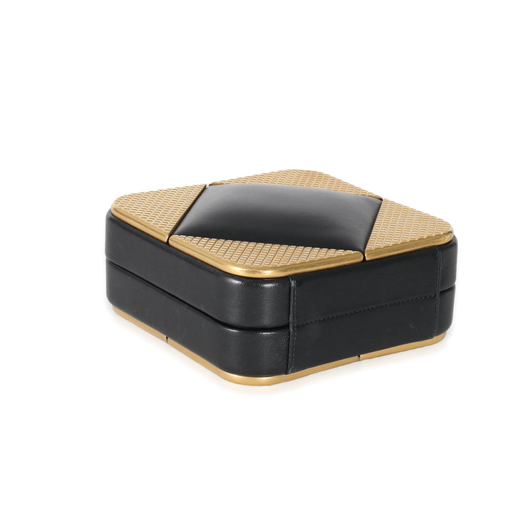 Chanel Black Lambskin Gold Metal Square CC Clutch
