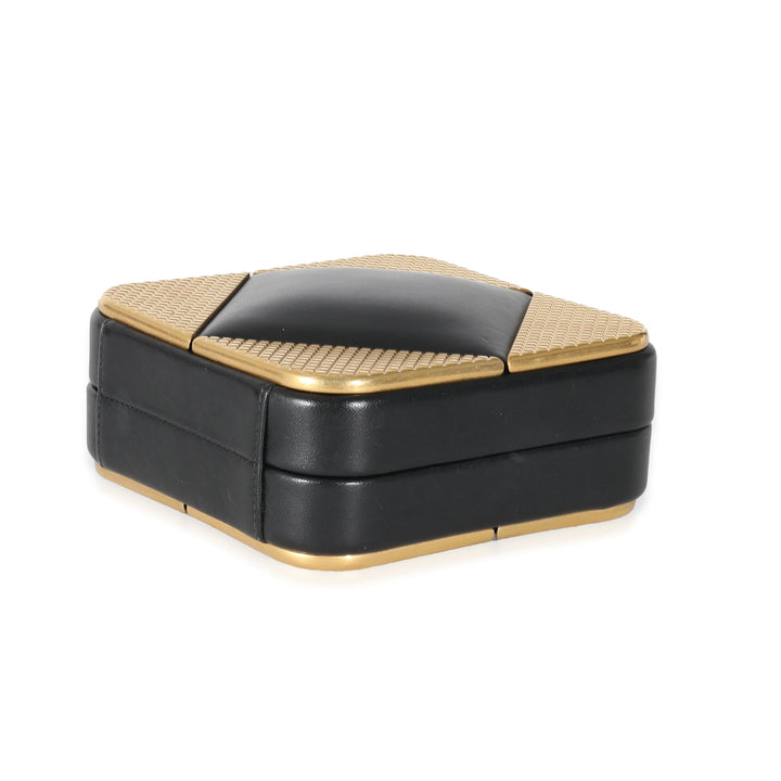 Chanel Black Lambskin Gold Metal Square CC Clutch