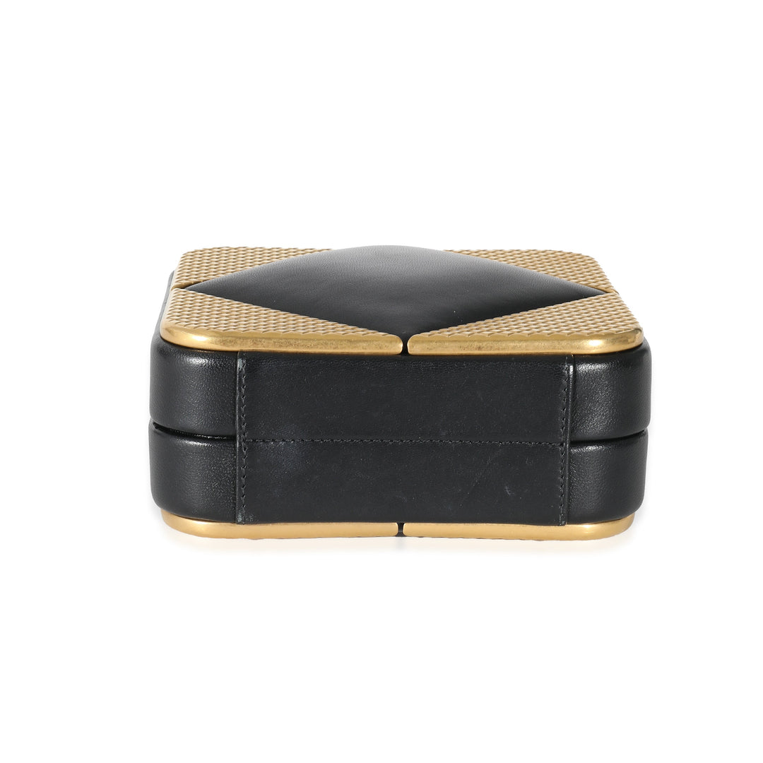 Chanel Black Lambskin Gold Metal Square CC Clutch