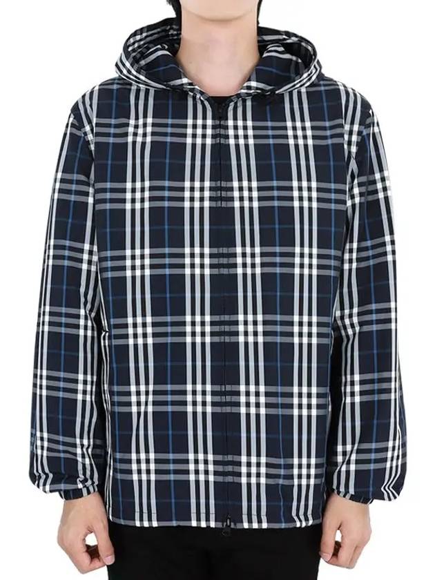 Burberry Check Polyamide Hooded Jacket Navy